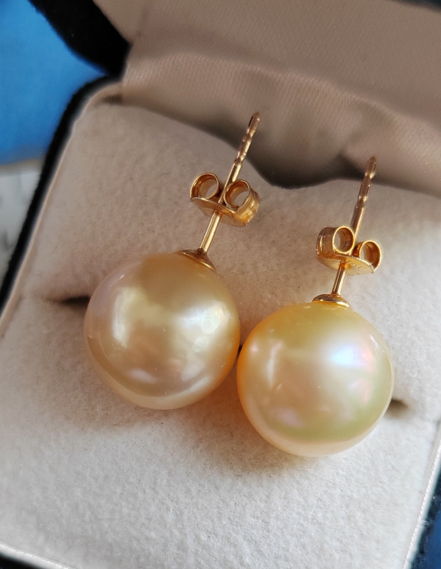 10k gold Essential earrings studs genuine golden south sea pearls 10.2mm