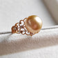 Golden lacy ring 18k gold genuine golden south sea round pearl 10.4mm AAA+ size L