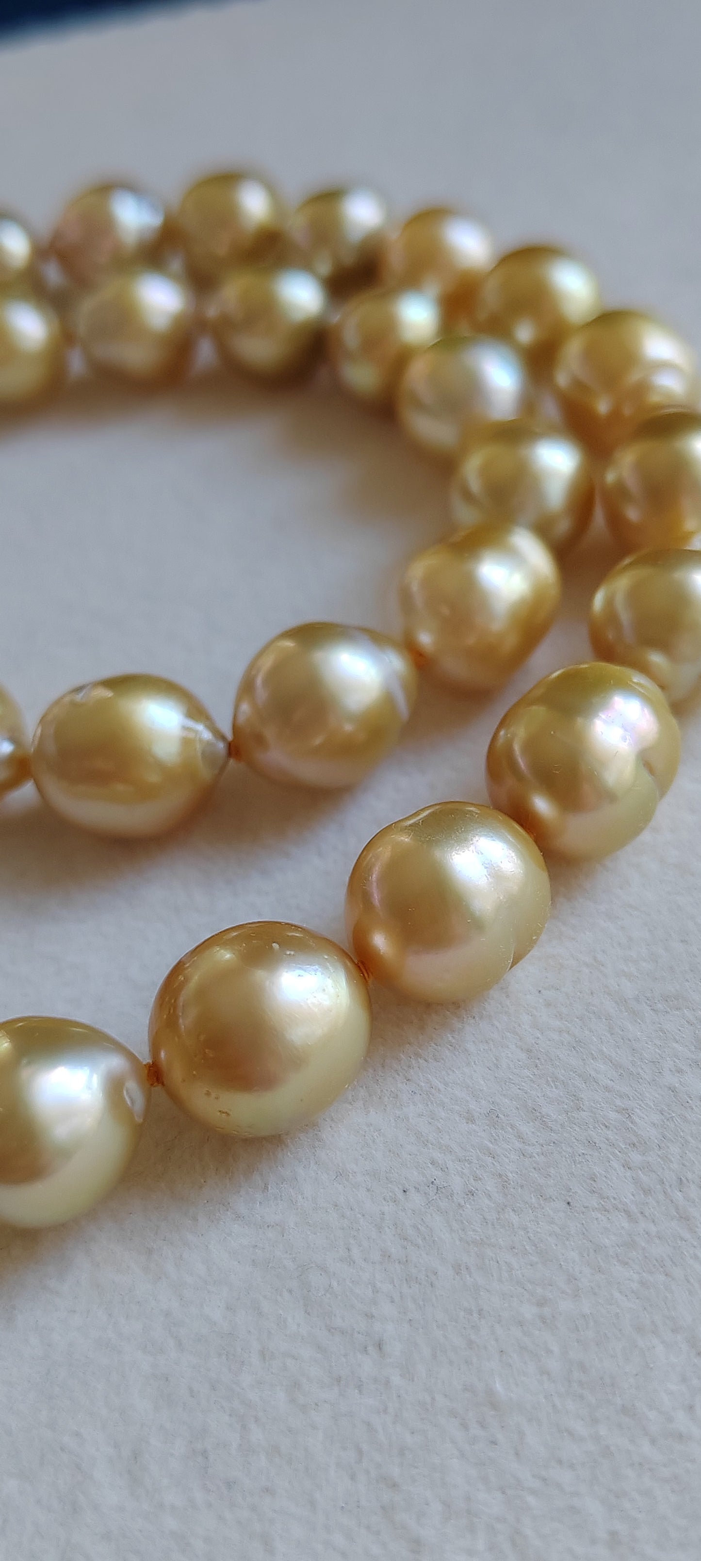10.1-13mm Genuine golden south sea pearl baroque necklace 14k gold