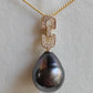 12.6x16mm Genuine tahitian Mangareva pearl 14ct gold pendant
