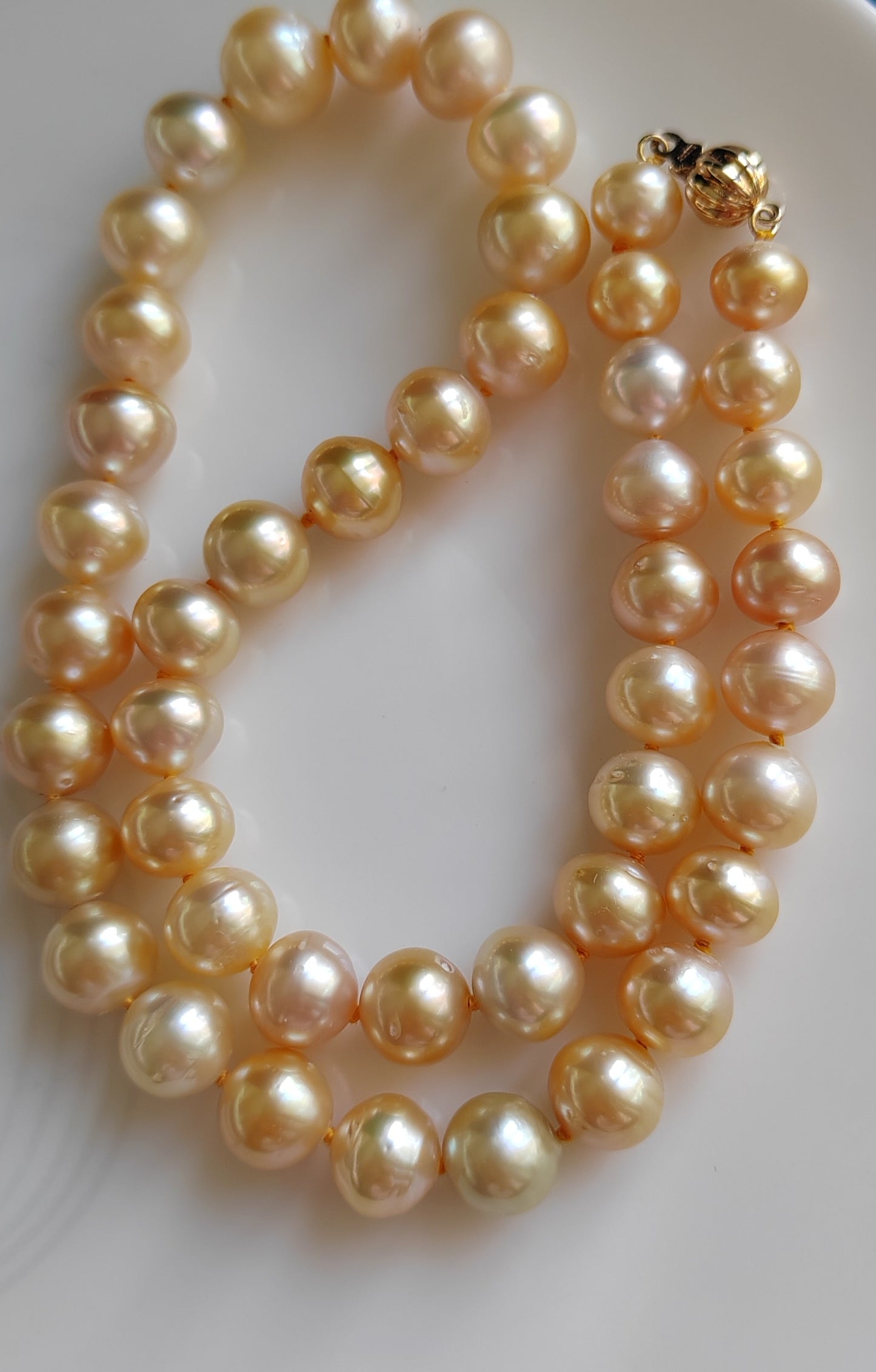 8-11.1mm Genuine golden south sea pearl necklace strand