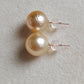 10mm Genuine golden south sea pearls Essential earrings studs 14k gold