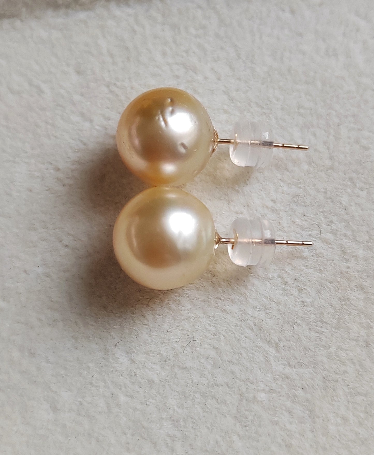 10mm Genuine golden south sea pearls Essential earrings studs 14k gold