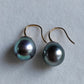 9k gold French hook earrings genuine tahitian south sea pearls 11mm