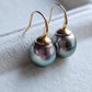 9k gold French hook earrings genuine tahitian south sea pearls 11mm