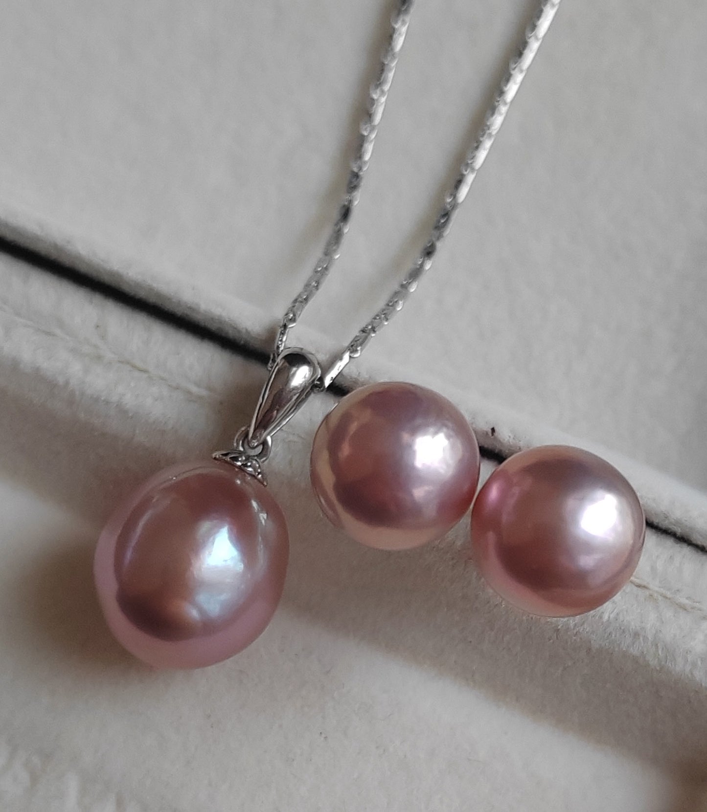 Classic silver Jewellry set Genuine freshwater pearl 9.9-12mm