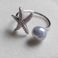 'Little star' ring genuine Keshi south Sea white pearl 6.9x7.4mm