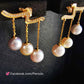 'Wings' earrings 18k gold diamond genuine Japanese akoya pearls 6.1-7.5mm