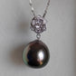 'White Camellia' 18k white gold pendant genuine Mangareva tahitian dea pearl 11.7x12.1mm