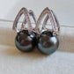 Modern style earrings genuine tahitian south sea pearls 10.4mm round