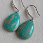 13x18mm Natural Morenci Turquoise French style earrings silver