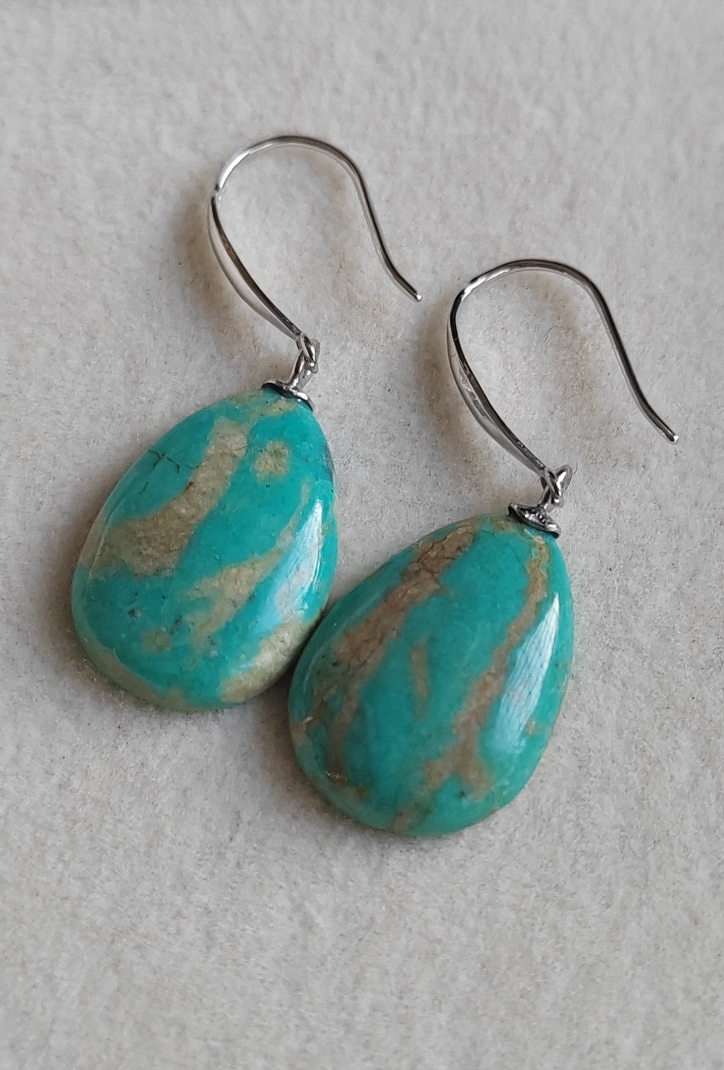 13x18mm Natural Morenci Turquoise French style earrings silver