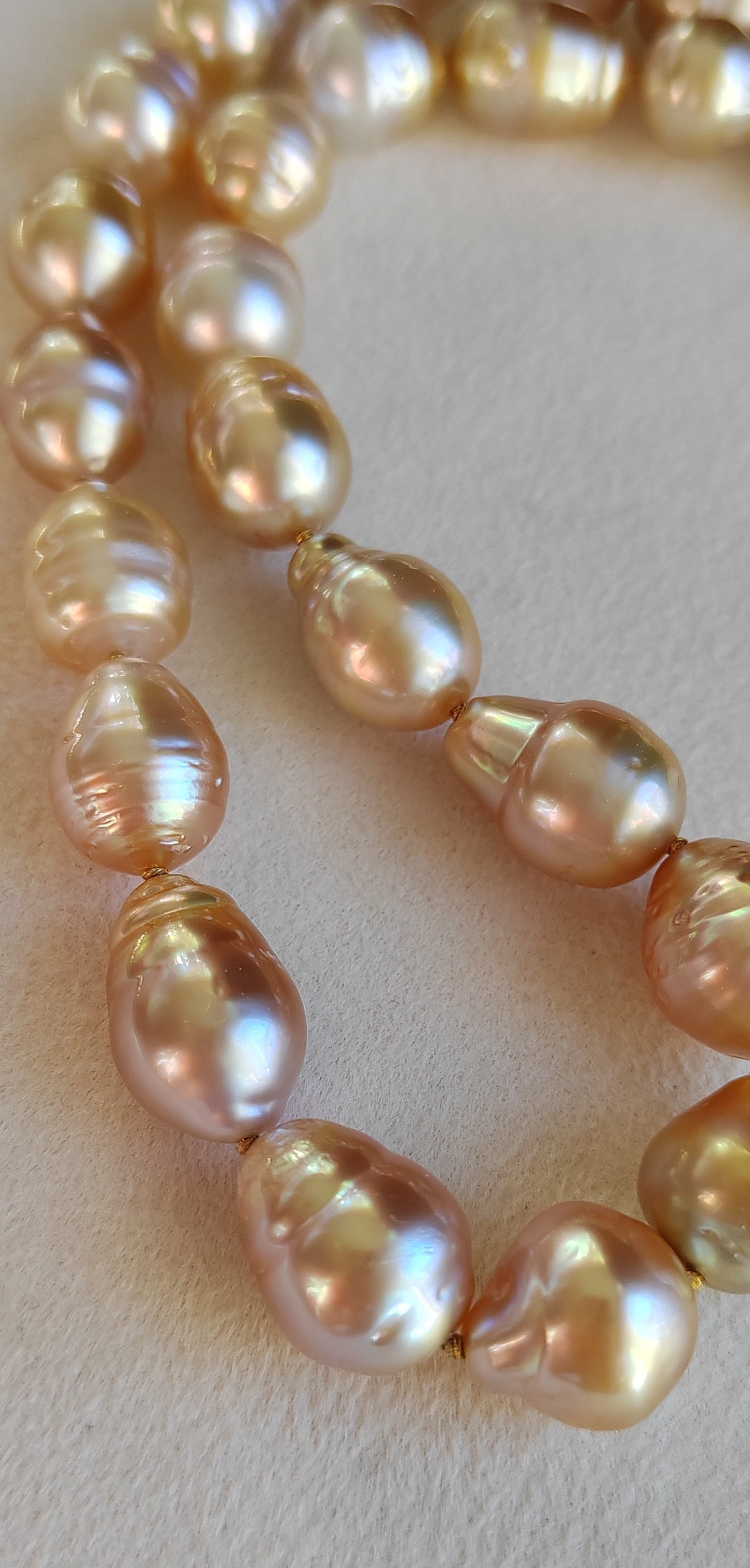 8.2-11.7mm Genuine golden south sea pearls classic baroque necklace
