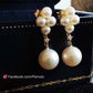 'Little clover' earrings 18k gold diamond genuine Japanese akoya pearl 3.7-8.3mm AAAA