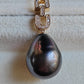 12.6x16mm Genuine tahitian Mangareva pearl 14ct gold pendant