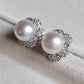'Little Camellia' two-way earrings genuine south sea white pearls 8.6mm Round