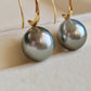 10mm Genuine Tahitian Mangareva pearl AAA 18ct gold French hook earrings