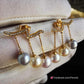 'Wings' earrings 18k gold diamond genuine Japanese akoya pearls 6.1-7.5mm