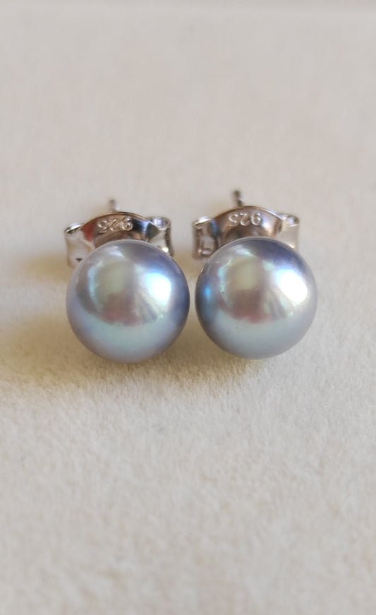 6-6.5mm Genuine silver Akoya pearls Essential earrings studs