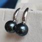 9.9mm Genuine tahitian south sea pearls round classic earrings sterling silver