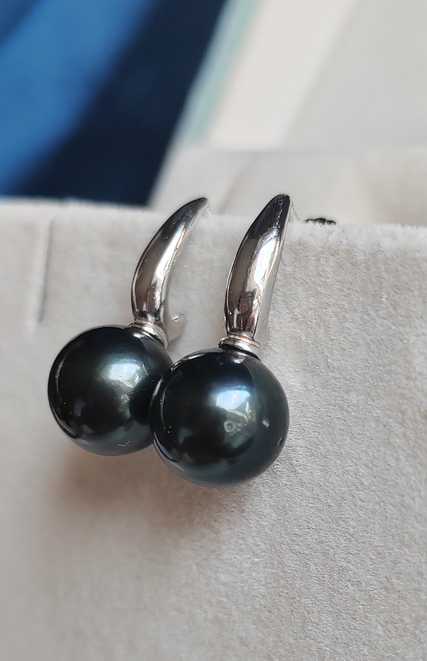 9.9mm Genuine tahitian south sea pearls round classic earrings sterling silver