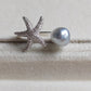 'Little star' ring genuine Keshi south Sea white pearl 6.9x7.4mm