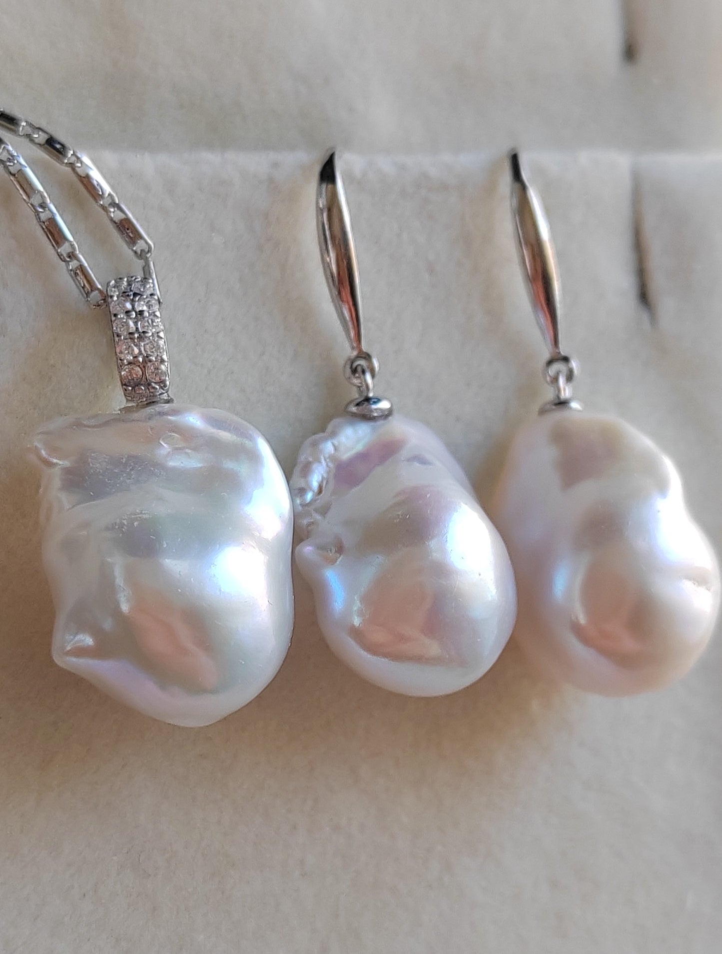 Classic baroque jewelry set Genuine freshwater pearls 13-14x18mm