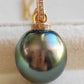 12.95x13.5mm Genuine Tahitian Mangareva pearl 18k gold diamond enhancer/ pendant