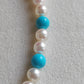 14k gold necklace Natural Sleeping Beauty Turquoise and Genuine Japanese akoya pearls