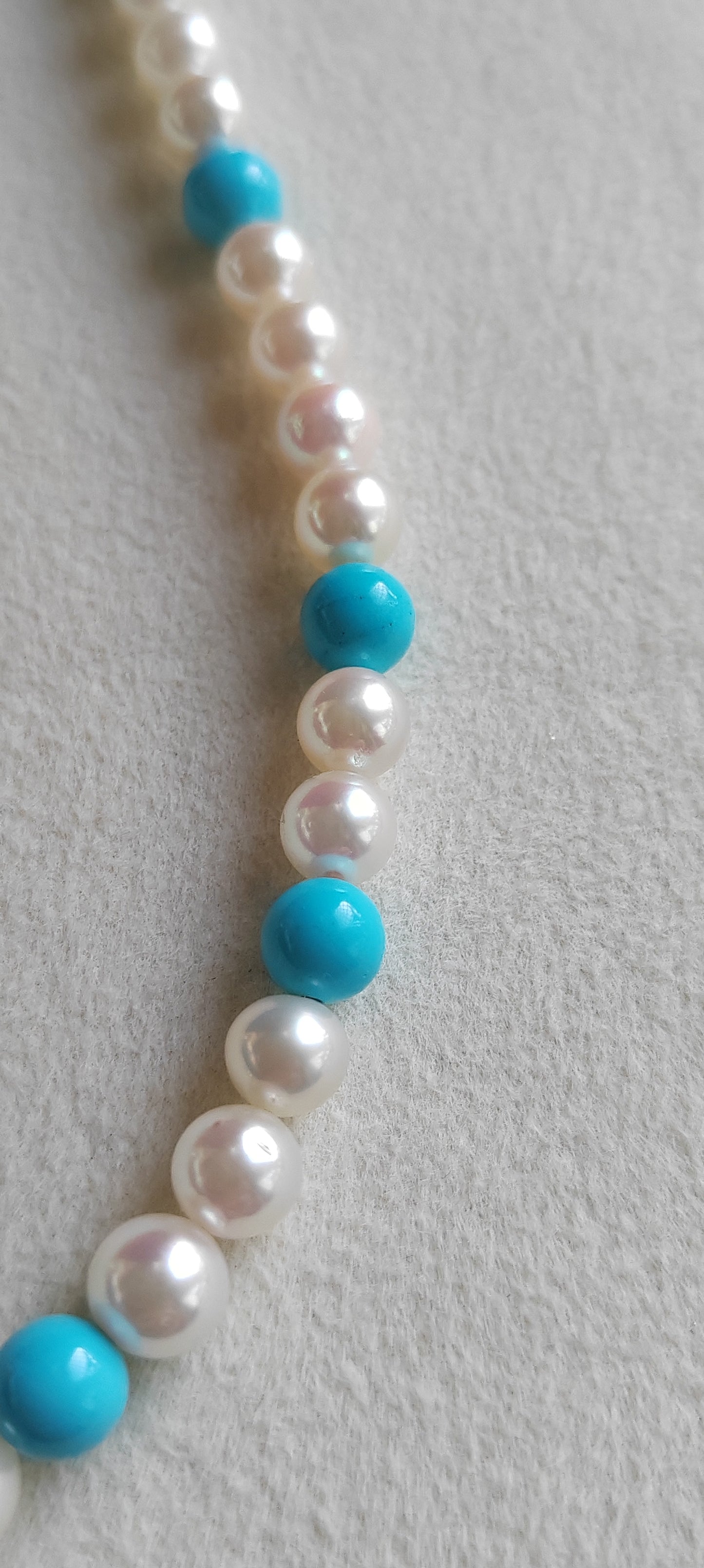 14k gold necklace Natural Sleeping Beauty Turquoise and Genuine Japanese akoya pearls