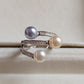 6.2-6.4mm Genuine Japanese akoya pearls triple beauty Ring