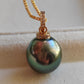12.95x13.5mm Genuine Tahitian Mangareva pearl 18k gold diamond enhancer/ pendant
