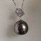 'White Camellia' 18k white gold pendant genuine Mangareva tahitian dea pearl 11.7x12.1mm