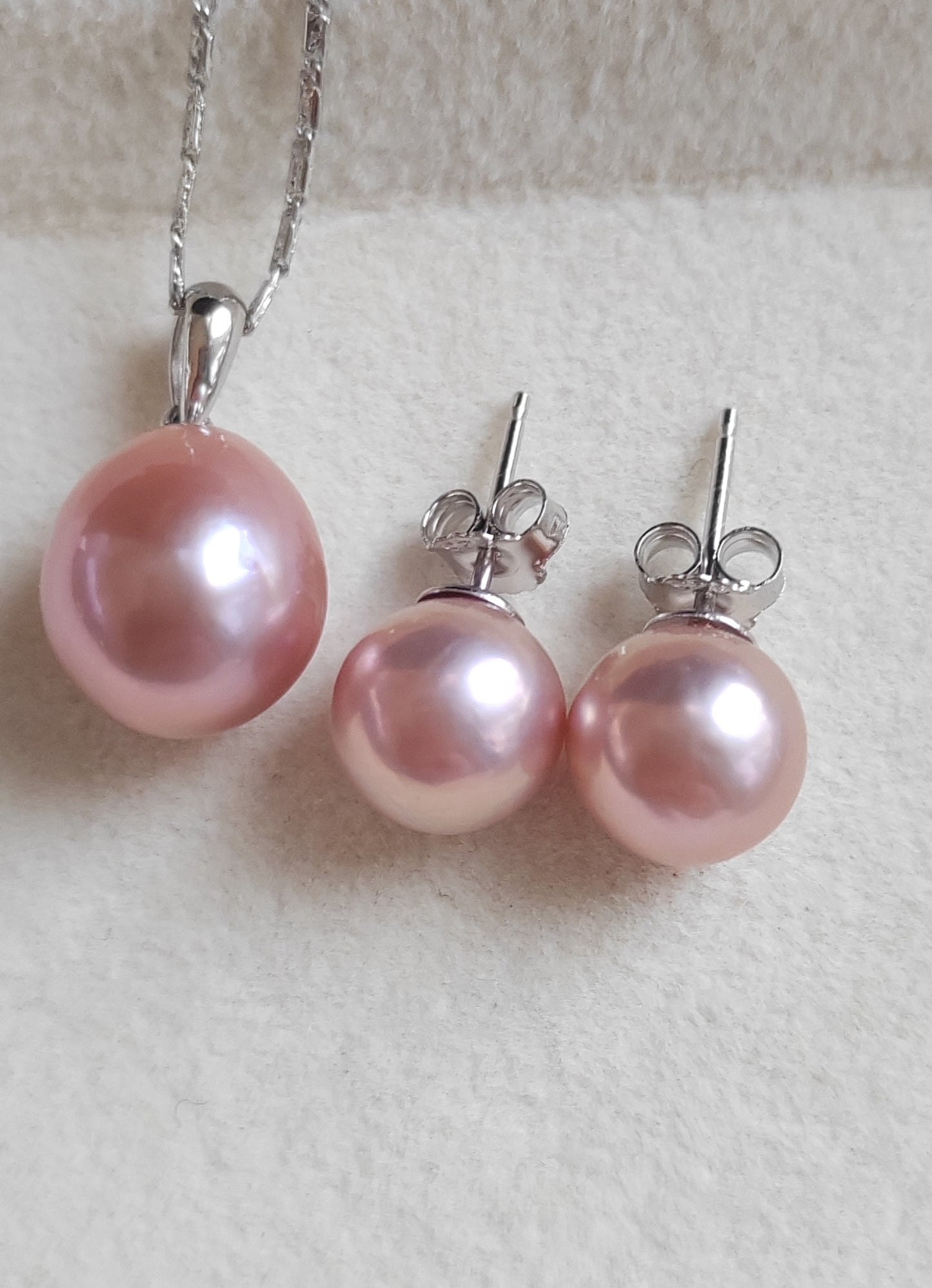 Classic silver Jewellry set Genuine freshwater pearl 9.9-12mm