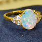 'Water Lily' 1.31ct Natural Solid Australian Crystal opal 9k gold ring