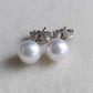 Silver earrings studs genuine freshwater pearls 6-6.5mm