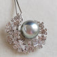 'Moon flowers' necklace genuine tahitian south sea pearl 9.4mm