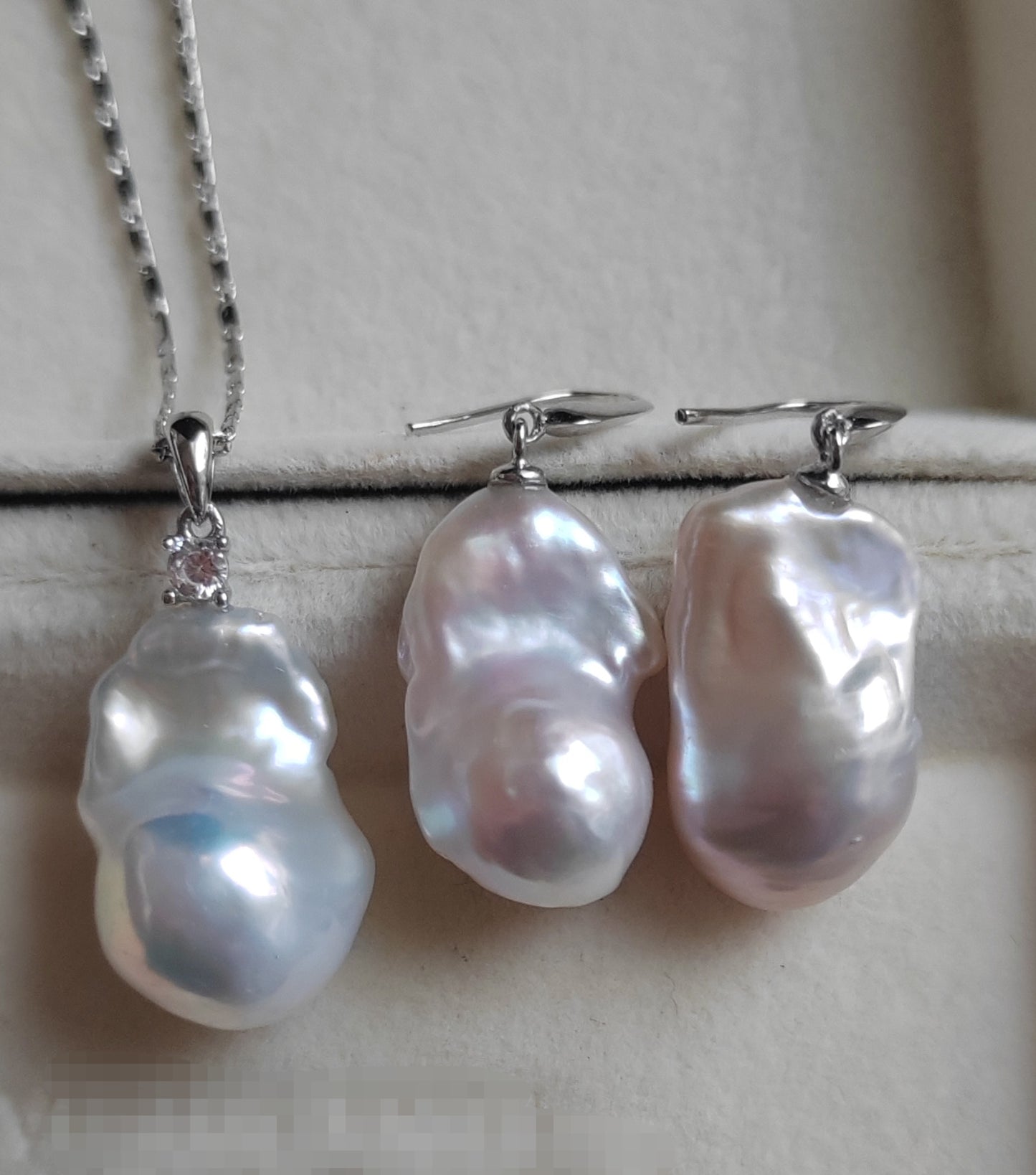 Classic baroque jewelry set Genuine freshwater pearl 12-13mm x20mm