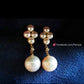 'Little clover' earrings 18k gold diamond genuine Japanese akoya pearl 3.7-8.3mm AAAA