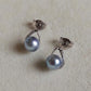 6.1mm Genuine Japanese akoya pearls classic earrings silver