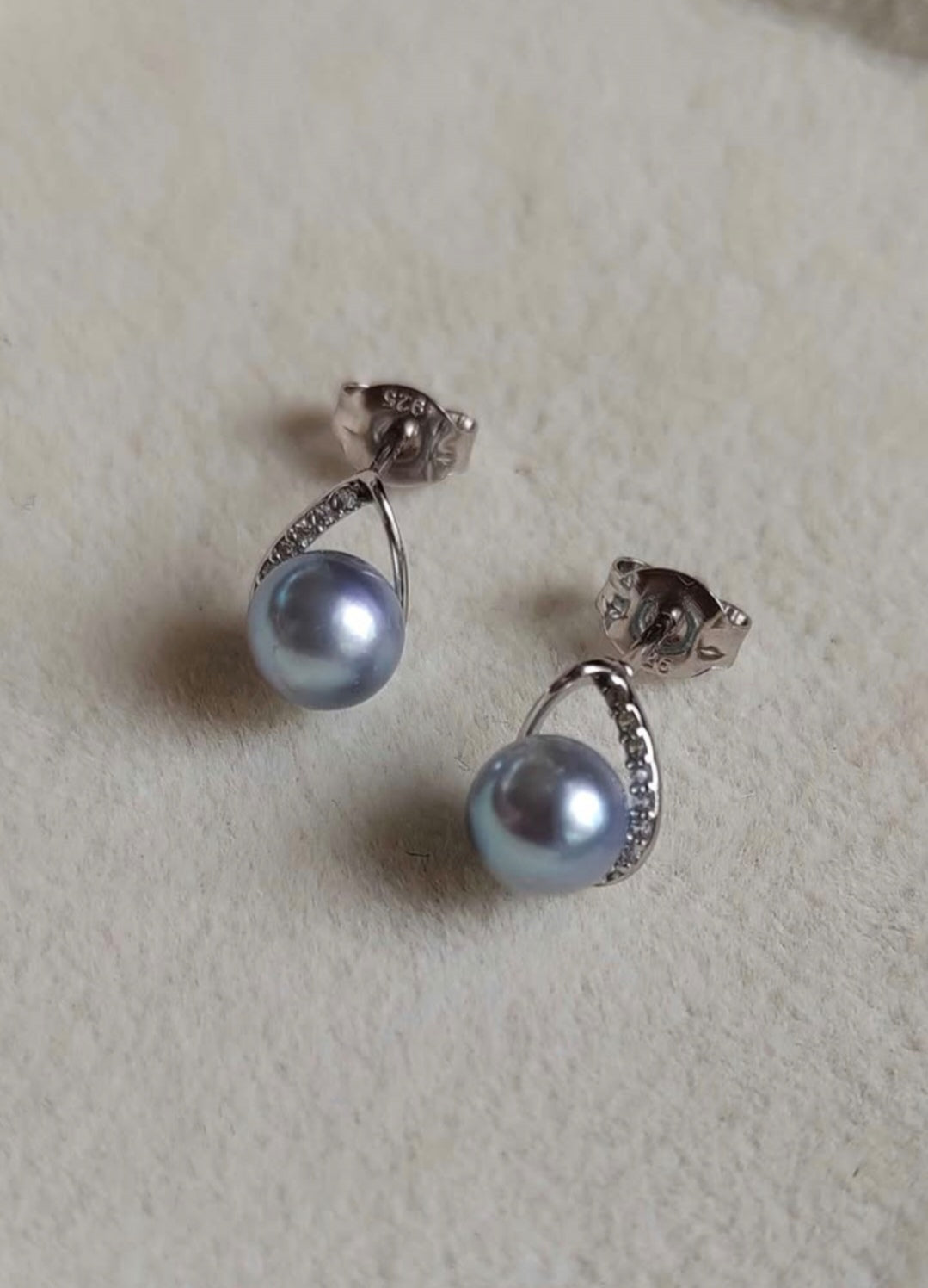 6.1mm Genuine Japanese akoya pearls classic earrings silver