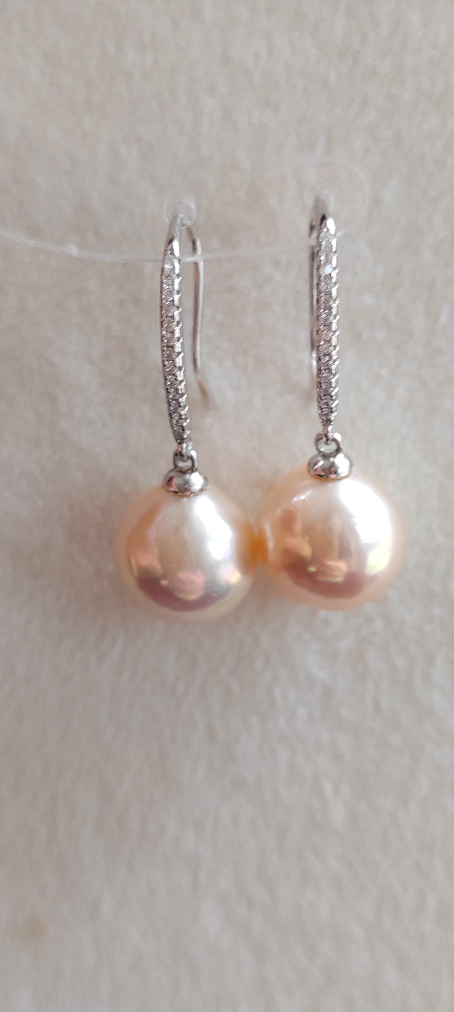 'Fairy Peach' Jewellery set Genuine freshwater pearls 11.8-12.2mm