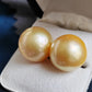 18k gold essential earrings studs genuine golden south sea pearls 12.8mm