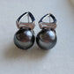 Modern style earrings genuine tahitian south sea pearls 10.4mm round