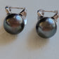 Modern style earrings genuine tahitian south sea pearls 10.4mm round