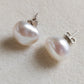 9mm Genuine freshwater Keshi pearls essential earrings studs silver