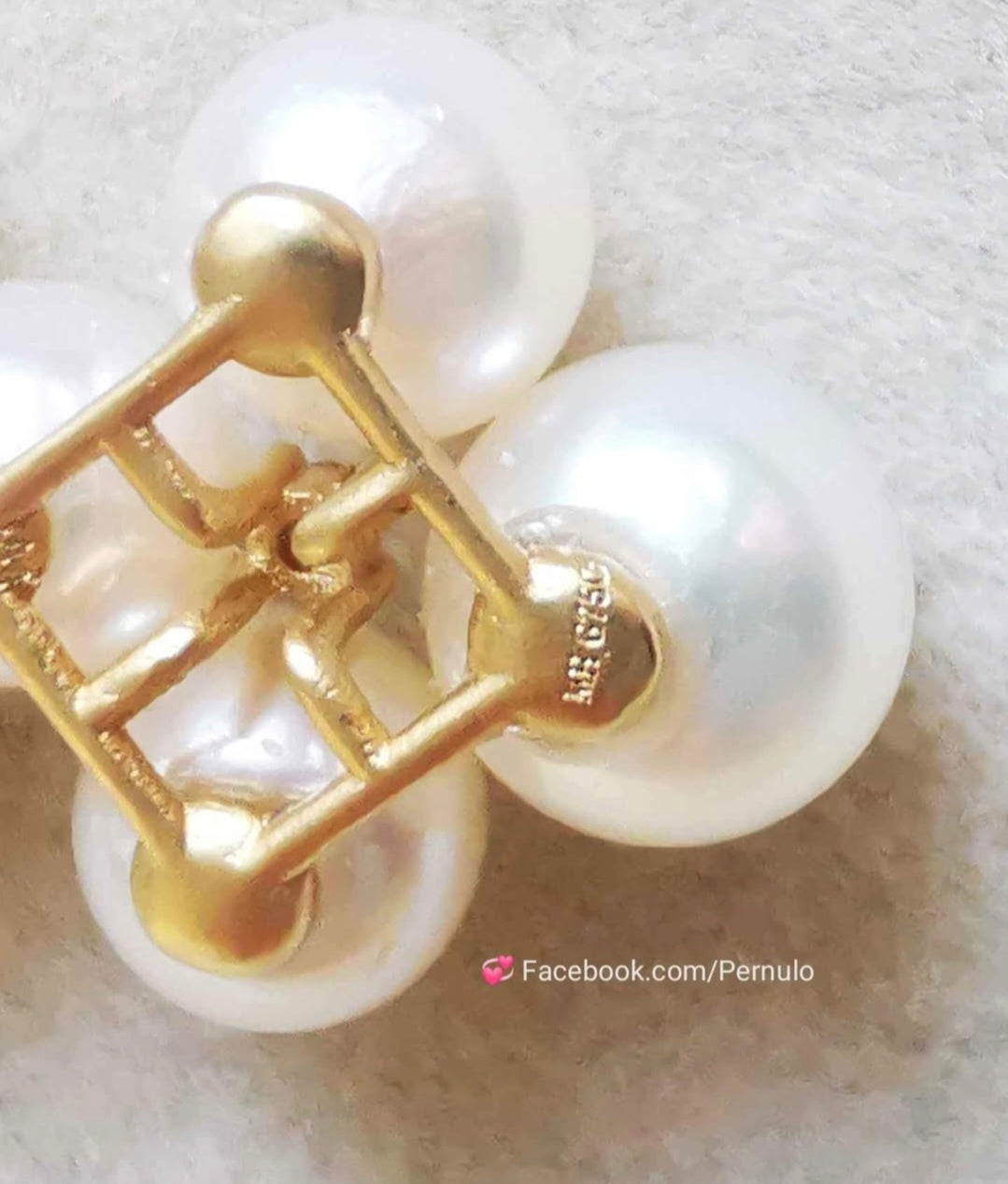 'Little clover' pendant 18k gold diamond genuine Japanese akoya  pearl 3.5-5.8mm