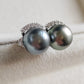 9.3mm Genuine tahitian south sea pearls silver earrings