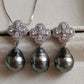 'Silver Clovers' Jewellry set Genuine tahitian sea pearls 9.6-9.9mm