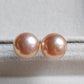 10.2mm Genuine freshwater pearls essential earrings studs Peach